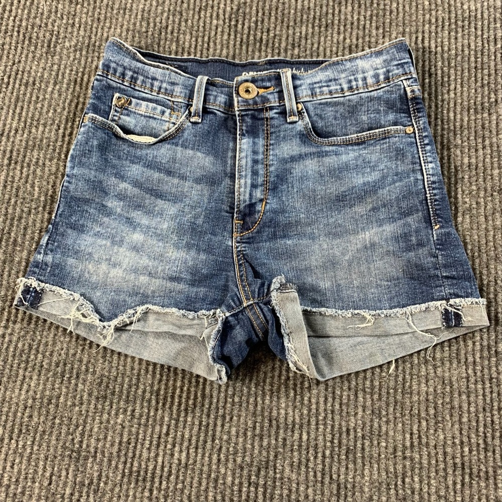 Levis Jean Shorts Womens 5 Blue Denim Cut Off Denizen Mid Rise‎ Stretch 24x2